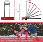 38 Inch Snow Shovel for Driveway,Bi-Direction Heavy Duty Snow Pusher with Wheels and Angled Blade for Efficient Snow Removal, Back Saver Snow Plow for Dorway Sidewalk - Big Wheels