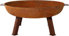 34-Inch Rustic Cast Iron Outdoor Raised Fire Pit Bowl with Handles - Oxidized Finish