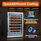 24'' Wine Cooler Refrigerator - 46 Bottle Wine Fridge Dual Zone with Modern Touch Intelligent Digital 40°-65°F Low Noise, Built in or Freestanding Wine Cooler for Home and Kitchen