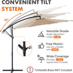 9.8FT Offset Patio Umbrella Hanging Cantilever Umbrella Outdoor Sun Shade with Easy Tilt Adjustment, 8 Ribs, UV Protection for Backyard, Lawn, Garden and Pool, Blue