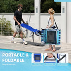 3-in-1 Outdoor Sun Tanning Lounge Chair with Face Hole 5-Position Recliner, Folding Side Table & Removable Pillow, 330lbs Capacity, Blue