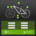Adult Electric Bike, 350W BAFANG Motor (500W Peak), 4A 3H Fast Charging, 468Wh Li-Ion Battery, 21 Speed Gears, Air Saddle, 45 Miles 20 MPH 26" Mountain Bike Electric Bike, ANSI/CAN/UL2849 Compliant