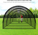 Baseball Batting Cage Net Batting Cages for Backyard Portable Baseball and Softball Batting Cages with Pitching Machine Hole and Detachable Door for Backyard Outdoor Hitting Practice