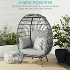 Best Choice Products Wicker Egg Chair, Oversized Indoor Outdoor Lounger for Patio, Backyard, Living Room w/ 4 Cushions, Steel Frame, 440lb Capacity - Ivory