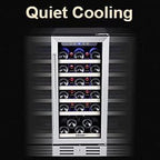 24 inch Wine Cooler, 46 Bottle - Dual Zone Built-in or Freestanding Fridge with Stainless Steel Reversible Glass Door, for Home, Kitchen, or Office.