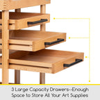 MEEDEN 5-Tier Art Supplies Storage Cart, Beech Wood, 3 Drawers