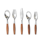 5-Piece Wood Handle Flatware Set - 304 Stainless Steel Japanese Style Cutlery Service for 5 - Onestopv
