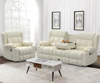 3 Seat Reclining Sofa with Storage Drawer USB Ports & Cup Holders Manual Couch