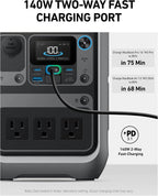 Anker Solar Generator SOLIX C300 with 60W Solar Panel, 288Wh Portable Power Station, 300W (600W Surge), LiFePO4 Battery, 140W Two-Way Fast Charging, for Outdoor Camping, Traveling, and Emergencies