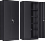 Atripark Metal Storage Cabinet with Lock, 72" Lockable Garage Tool Cabinet with Doors