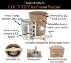 6 qt Country Ice Cream Maker Classic Wooden Tub Hand Crank
