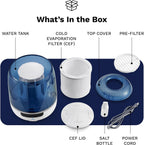 Bedroom Evaporative Humidifier, Humidifier and Air Purifier in One, with HOCL Generator, Mildew Remover, Pet Smoking Odor Eliminator, 538 Square Feet, Blue