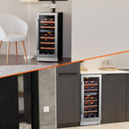 24'' Wine Cooler Refrigerator - 46 Bottle Wine Fridge Dual Zone with Modern Touch Intelligent Digital 40°-65°F Low Noise, Built in or Freestanding Wine Cooler for Home and Kitchen